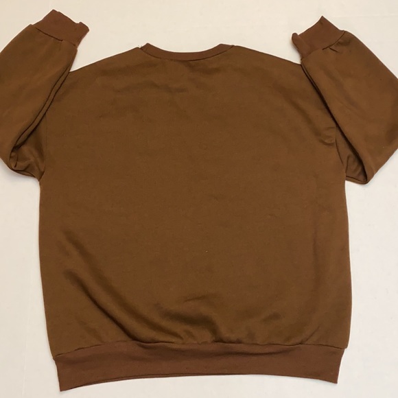 Mushroom Embroidery Brown Pull Over Sweatshirt - Picture 8 of 8